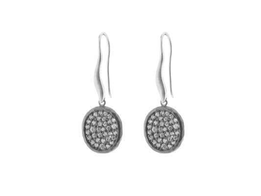 Gunmetal Freeformed Pave CZ Earrings Earrings