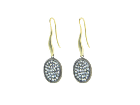 Gunmetal Gold & Black Freeformed Pave CZ Earrings Earrings