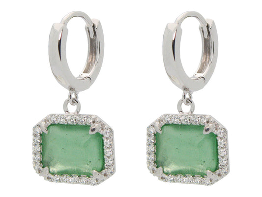 Sparkling Green Glass Huggies Earrings