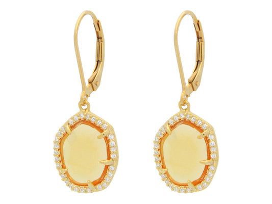 Citrine CZ Leverbacks Earrings