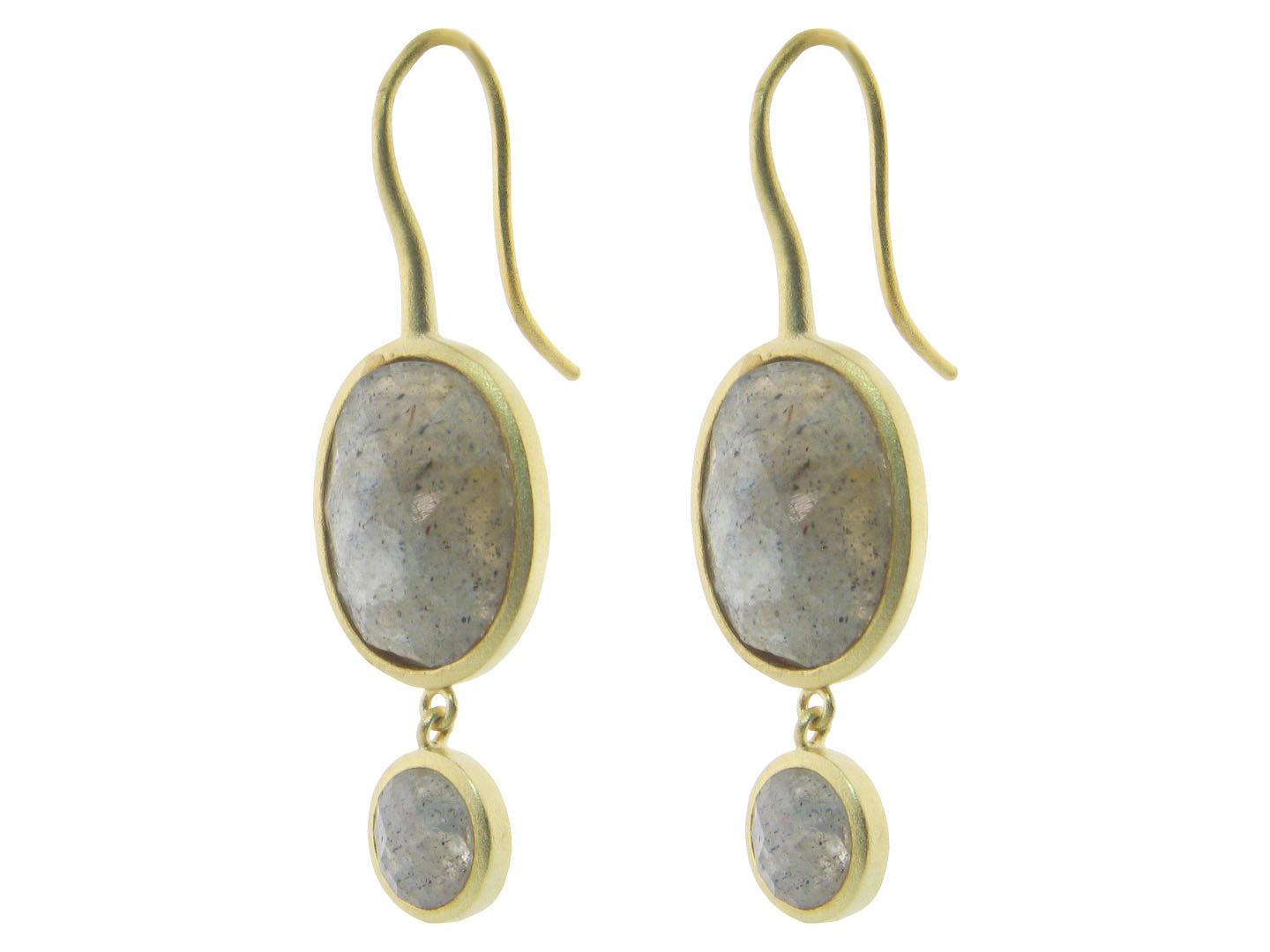 Labradorite Stone Drop Earrings in Gold Plated Silver Earrings