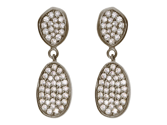 Sparkling Gunmetal Free Form Drops Earrings