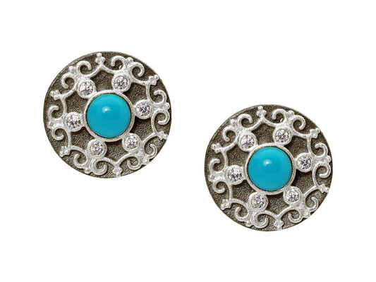 Turquoise Disc Earrings Earrings