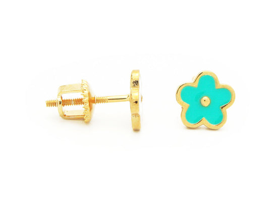 Green Daisy Flower Screwback Stud Earrings Earrings