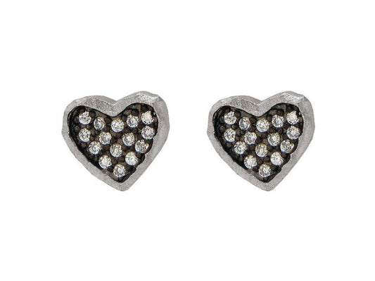 Sparkling Midnight Hammered Hearts Earrings