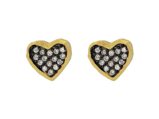 Sparkling Midnight Gold Hammered Hearts Earrings