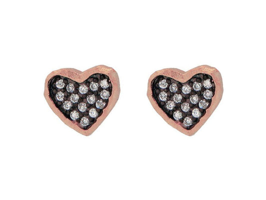 Sparkling Midnight Rose Hammered Hearts Earrings