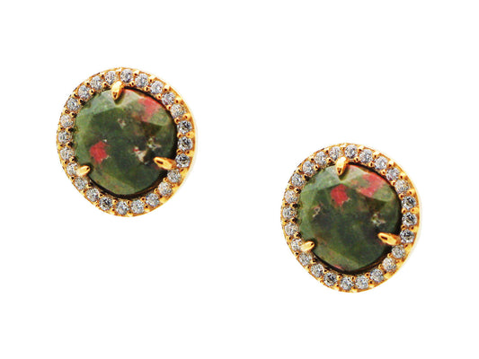 Sparkling Watermelon Unakite Stud Earrings Earrings