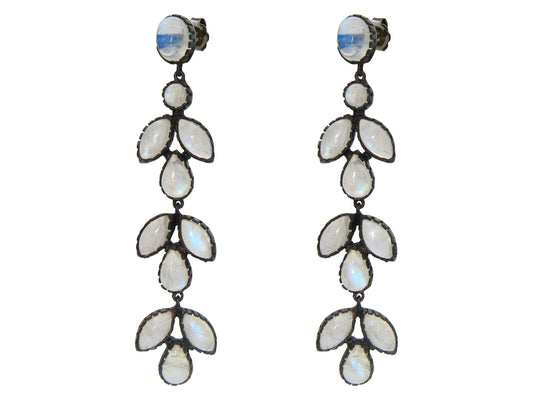 Gunmetal Opal Leaff Earrings Earrings