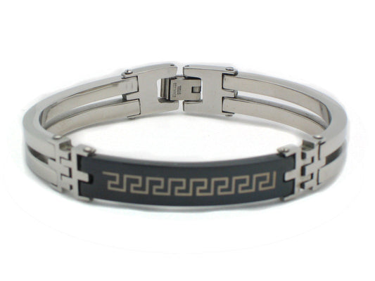 Beitzim Mens Greca Black Alloy Stainless Steel Bracelet Bracelets