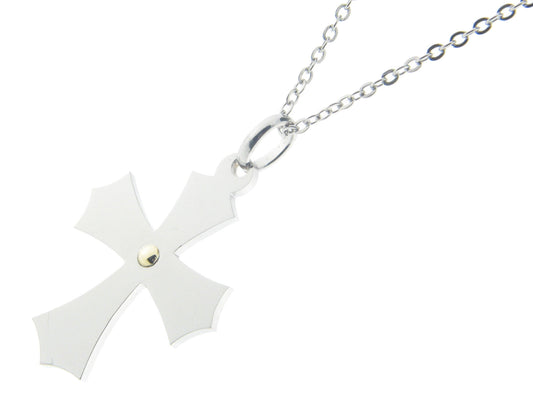 Stainless Steel Cross Necklace with 14k Gold Center Necklaces