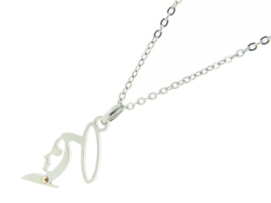 Stainless Steel Miraculous Virgin Necklace with 14k Gold Ball Necklaces