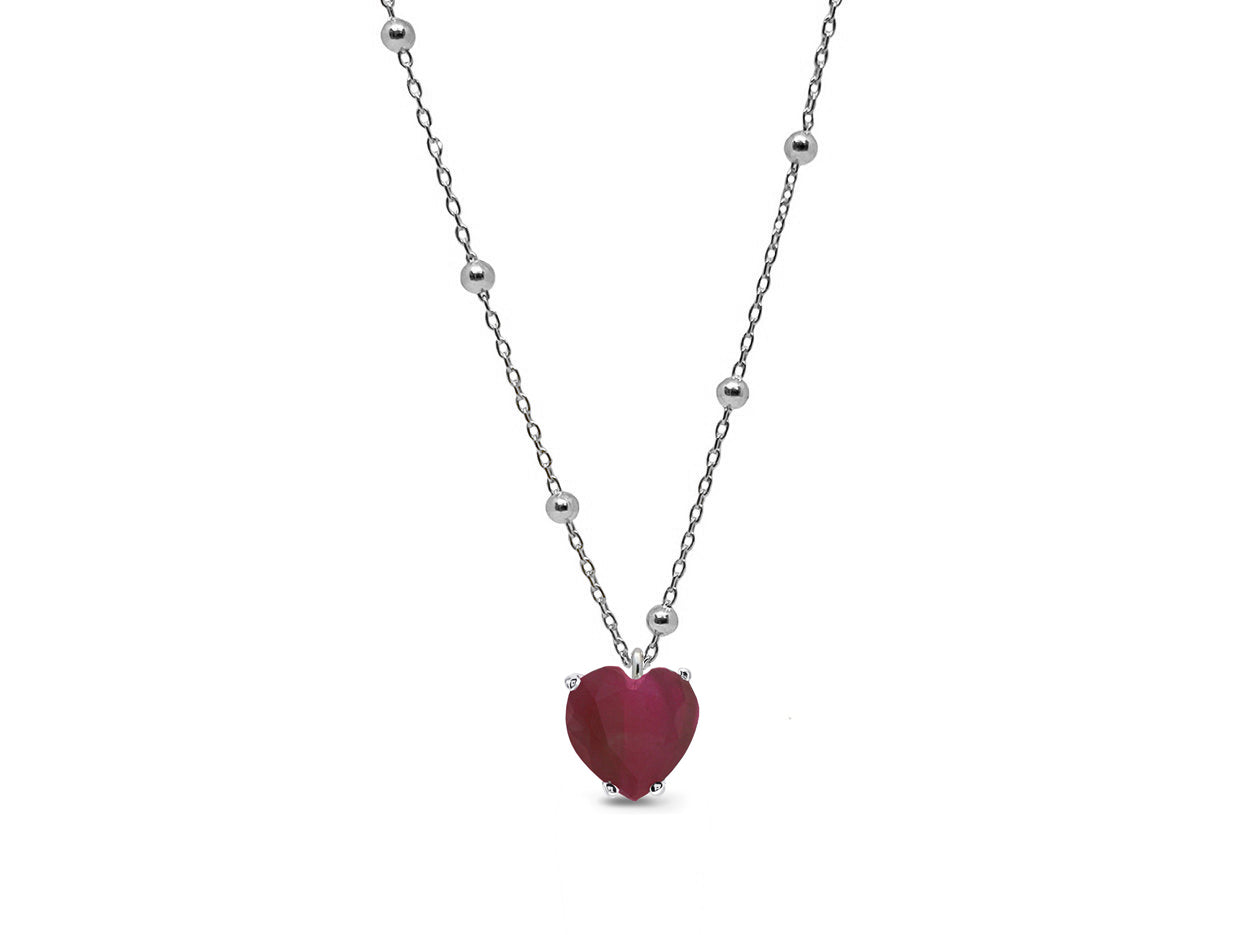 Lab Ruby Heart Pendant Necklace Necklaces