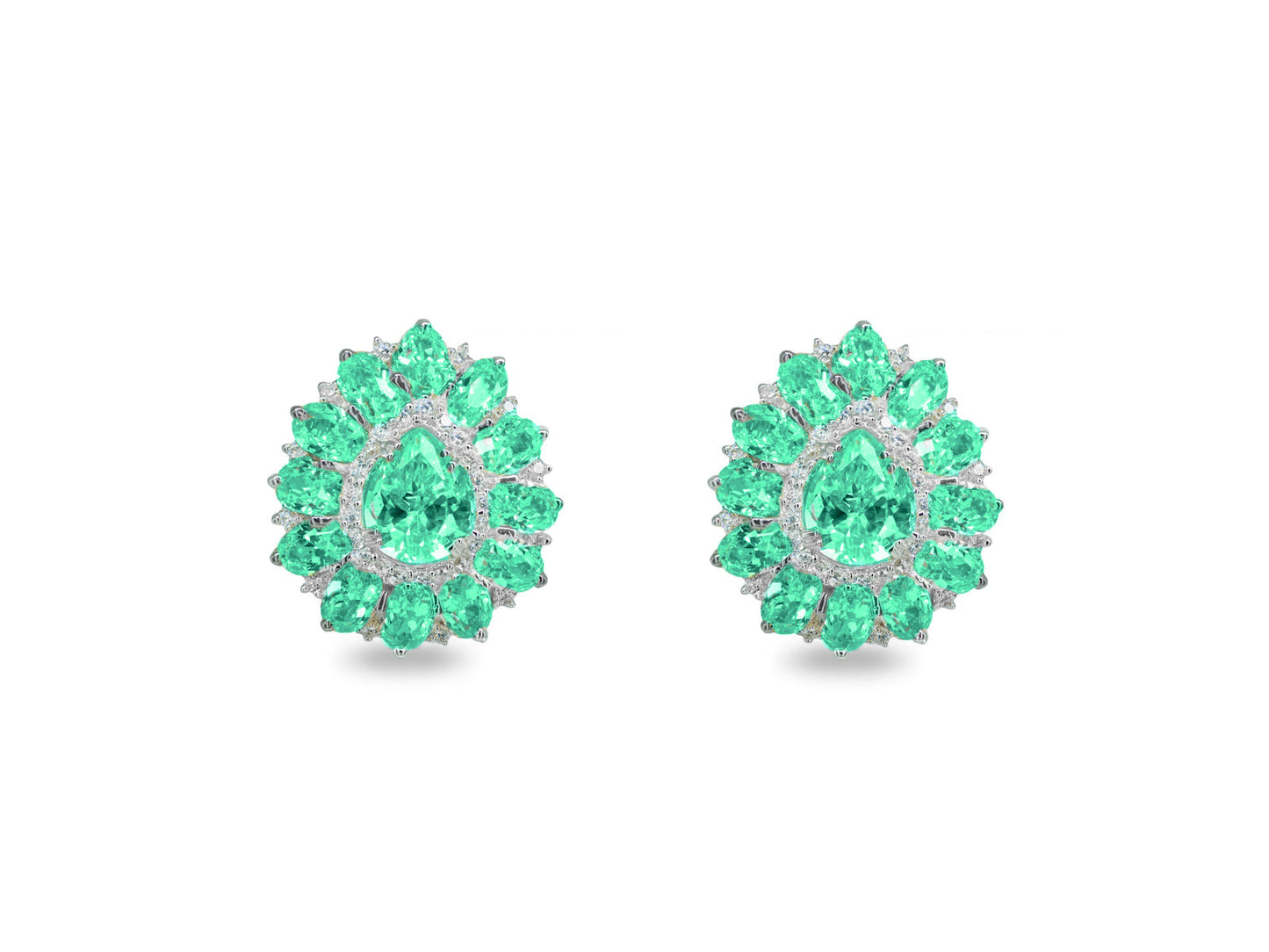 Victorian Simulated Emerald Omega Back Stud Earrings Earrings