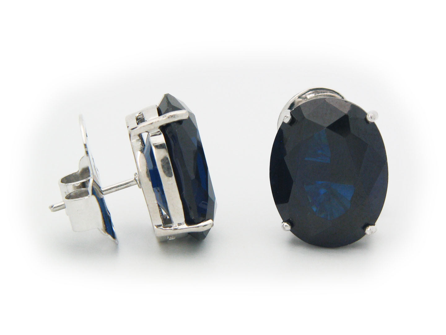 Large Oval Sapphire CZ Stud Earrings Earrings