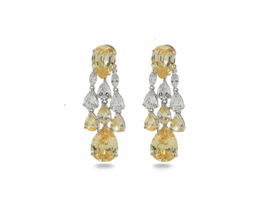 Simulated Canary CZ Chandelier Drop Omega Earrings Earrings