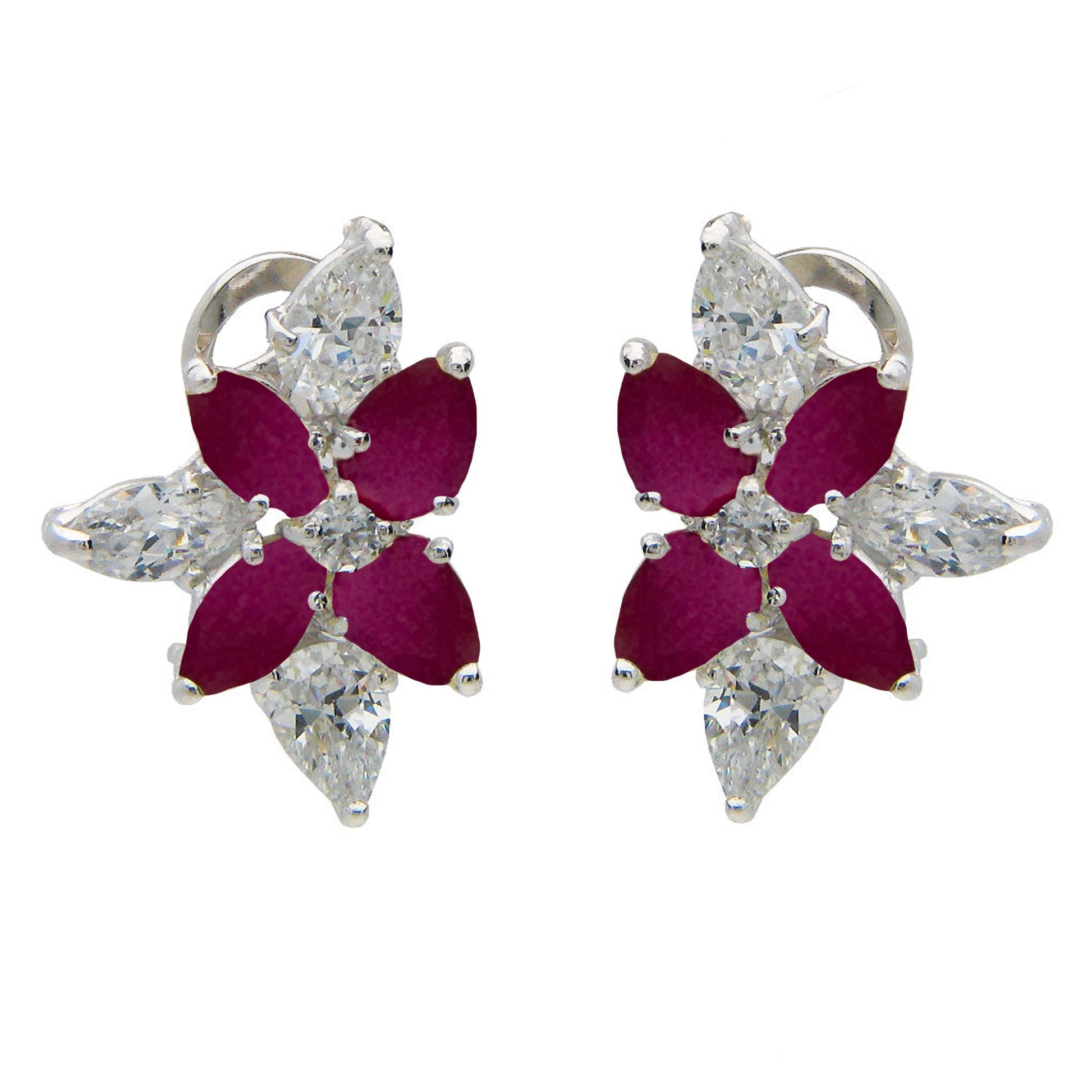 Signature Art Deco Simulated Ruby Stud Earrings Earrings