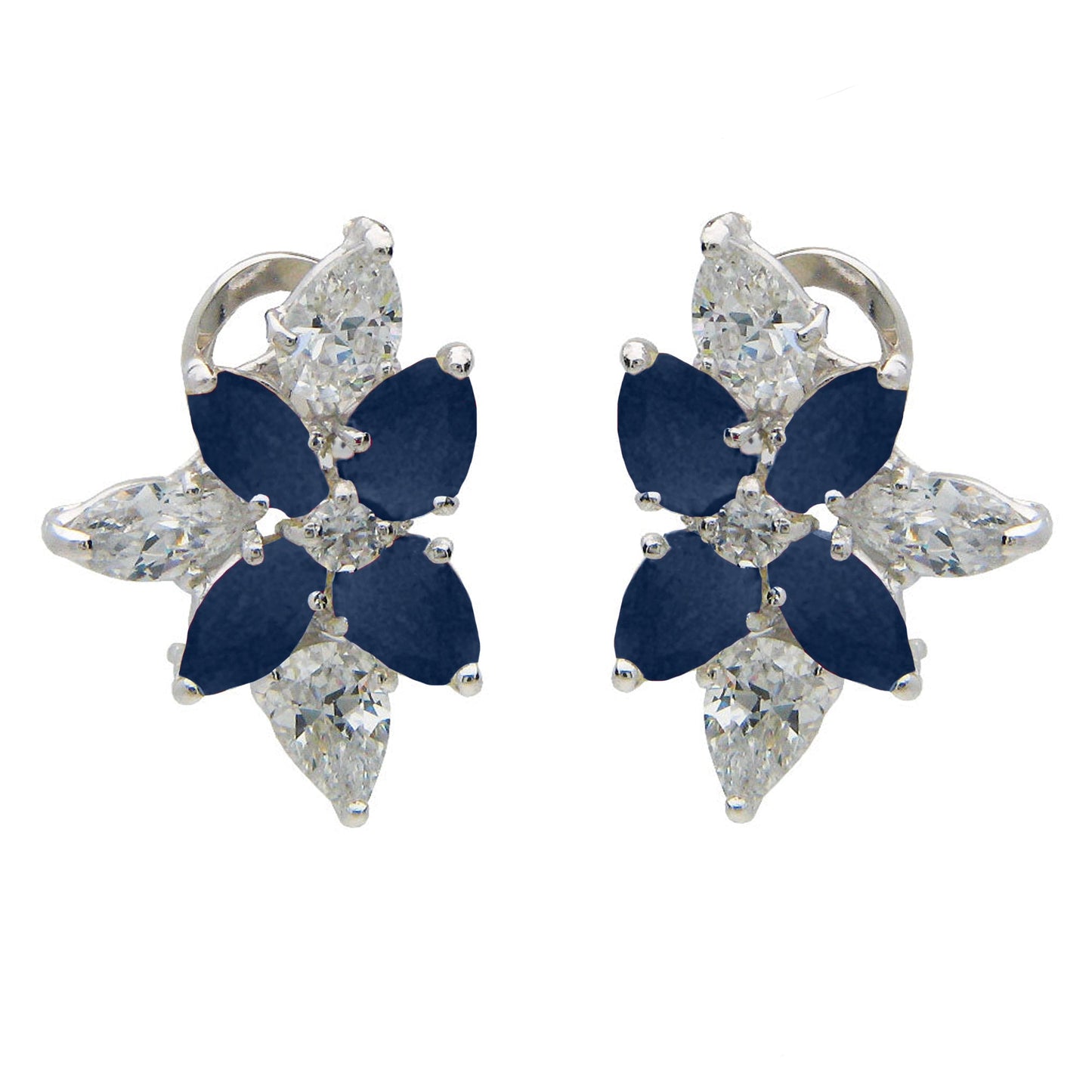 Signature Art Deco Simulated Sapphire Stud Earrings Earrings