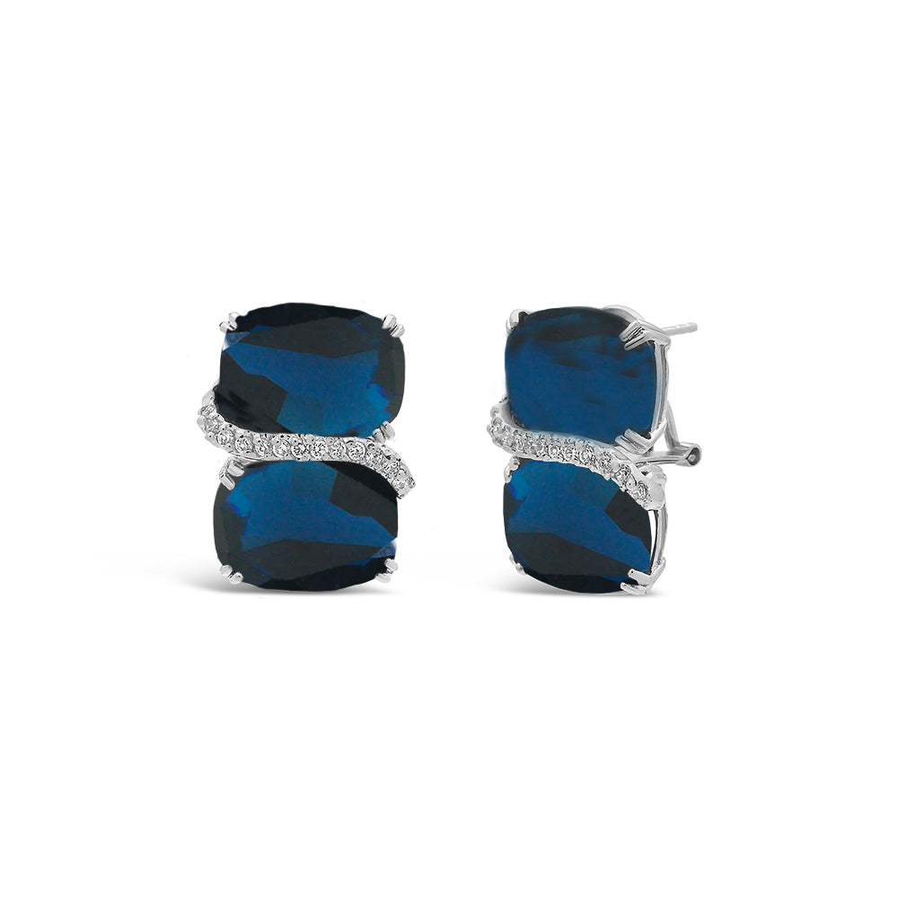 Lab Sapphire Crystal Bridal Curve Earrings Earrings