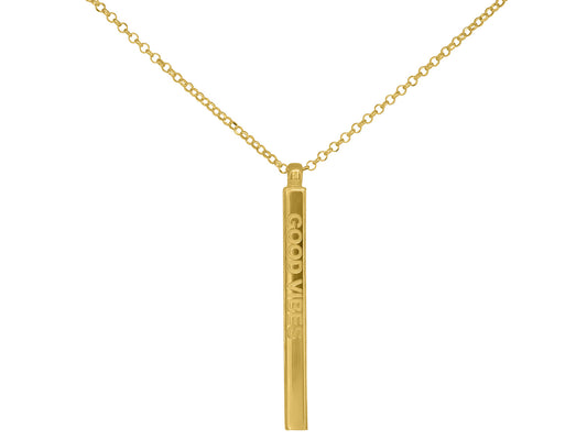 Golden Good Vibes Engravable Bar Necklace Necklaces