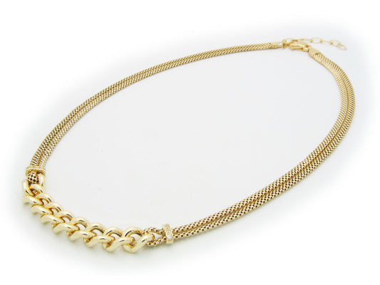 Double Golden Mesh Links Necklace Necklaces