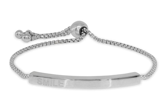 Engravable Smile Bar Bracelet, Adjustable Bracelets