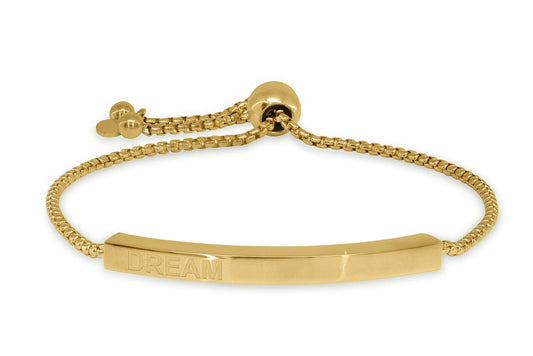 Golden Engravable Dream Bar Bracelet, Adjustable Bracelets