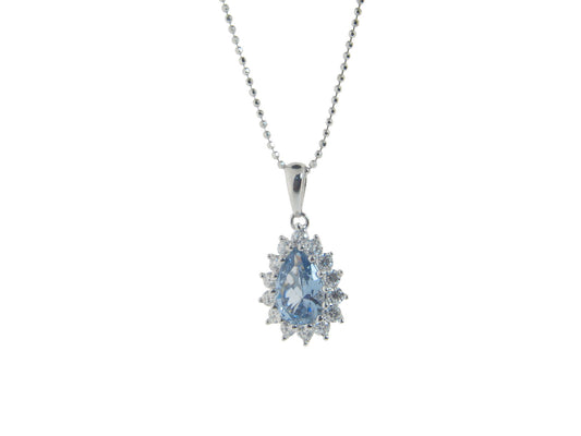 Royal Bridal Blue Topaz CZ Necklace Necklaces