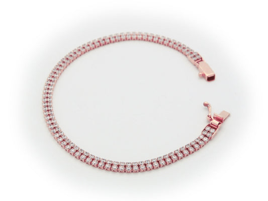 Rose Gold Double Row Tennis Bracelet Bracelets