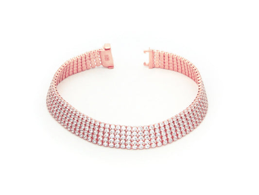 Five Row Tennis Bracelet in Rose Gold Sterling Silver Silver Bracelets