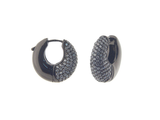 Gunmetal Pave Oval Hoop Earrings Earrings