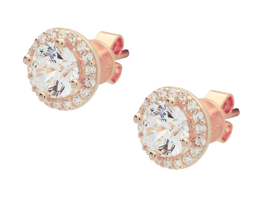 Rose Micro Pave Heart Cz Studs Earrings