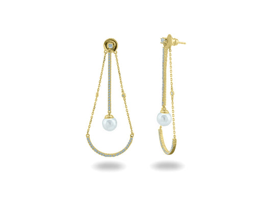 Combo Swinging Pearl Golden Earrings Earrings