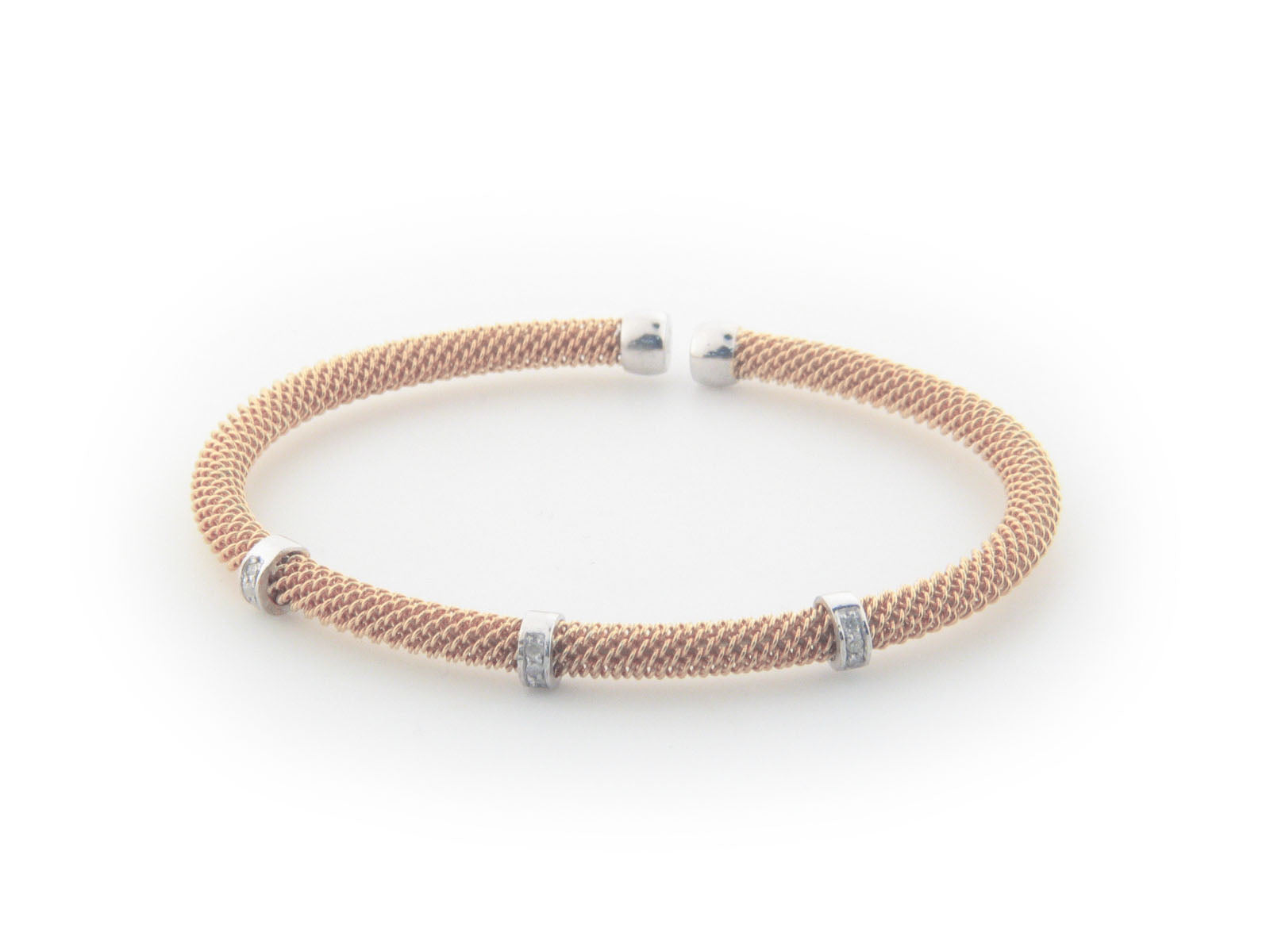 Fronay Co .925 Sterling Silver Diamond Bangle Mesh Bracelet dipped in Rose Gold ( 0.10 cttw) Bracelets