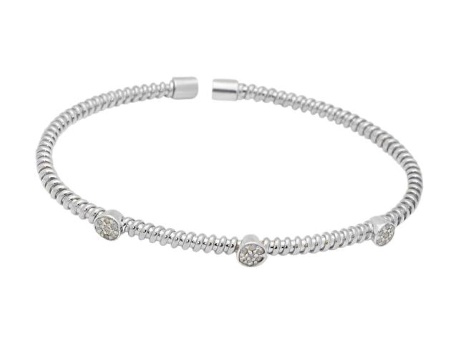 Fronay Co .925 Sterling Silver Twisted Diamond Station Bangle Bracelet (.21Ctts, Color K-L, Clarity I2-I3) Bracelets