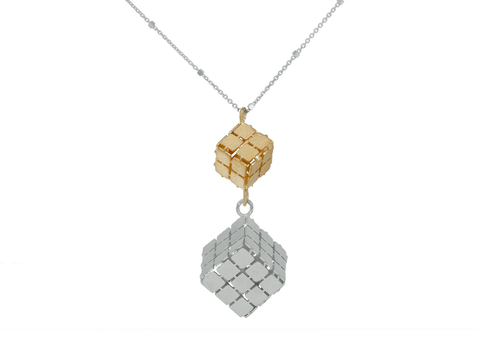 Gold Over Silver Cubes Necklace Necklaces