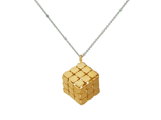 Gold Rubik's Cube Necklace Necklaces