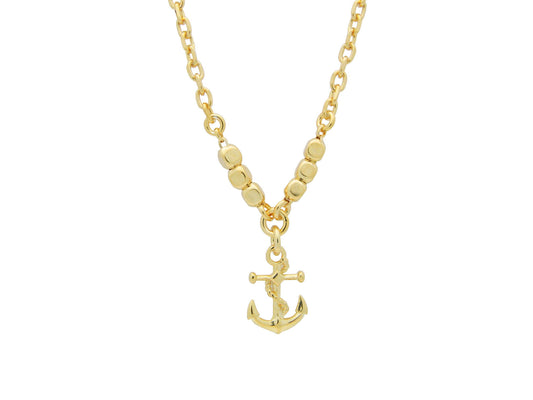 BecKids Italian Golden Anchor Charm Necklace for Boys, 16" Necklaces
