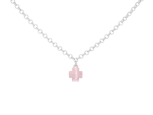 Pink Square Box Cross Necklace Necklaces