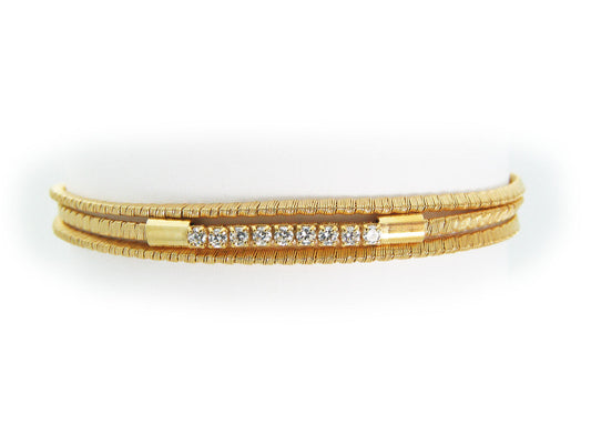 Sparkling Three Strand Golden Wire Bracelet Bracelets