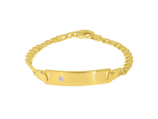 Engravable Gold ID Nameplate Bracelet (Pink CZ) Bracelets