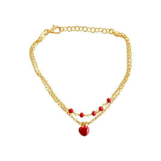 Luscious Layered Red Heart Bracelet Bracelets