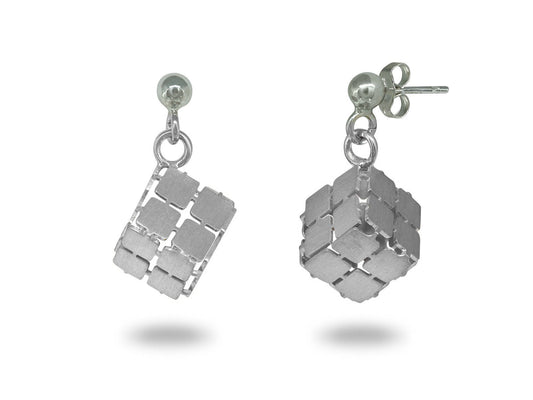 Stars Cube Earrings Sterling Silver Earrings