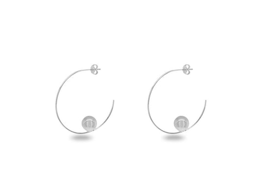 Silver Globe Hoop Earrings Earrings