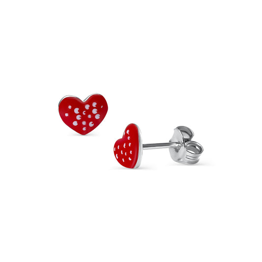 Luscious Red Heart Stud Earrings Earrings