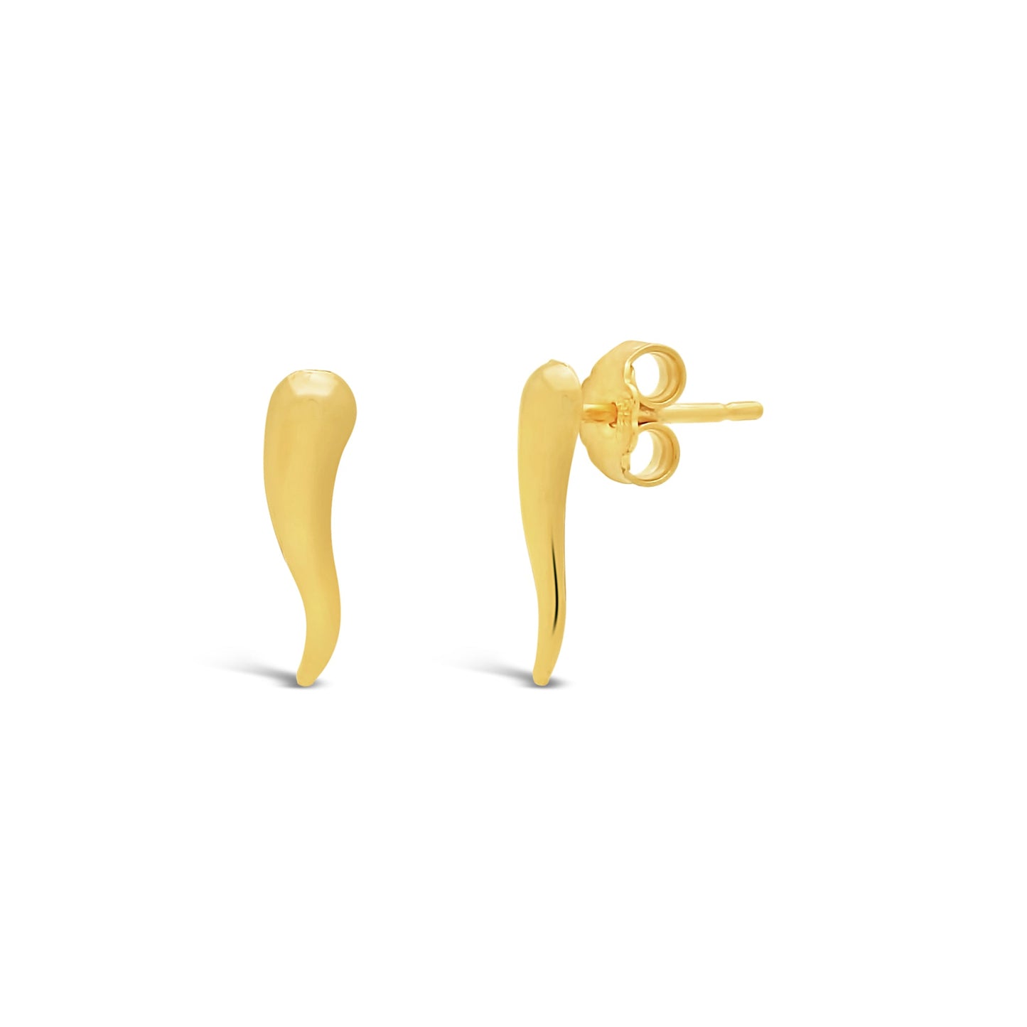 Gold Italian Horn Stud Earrings Earrings