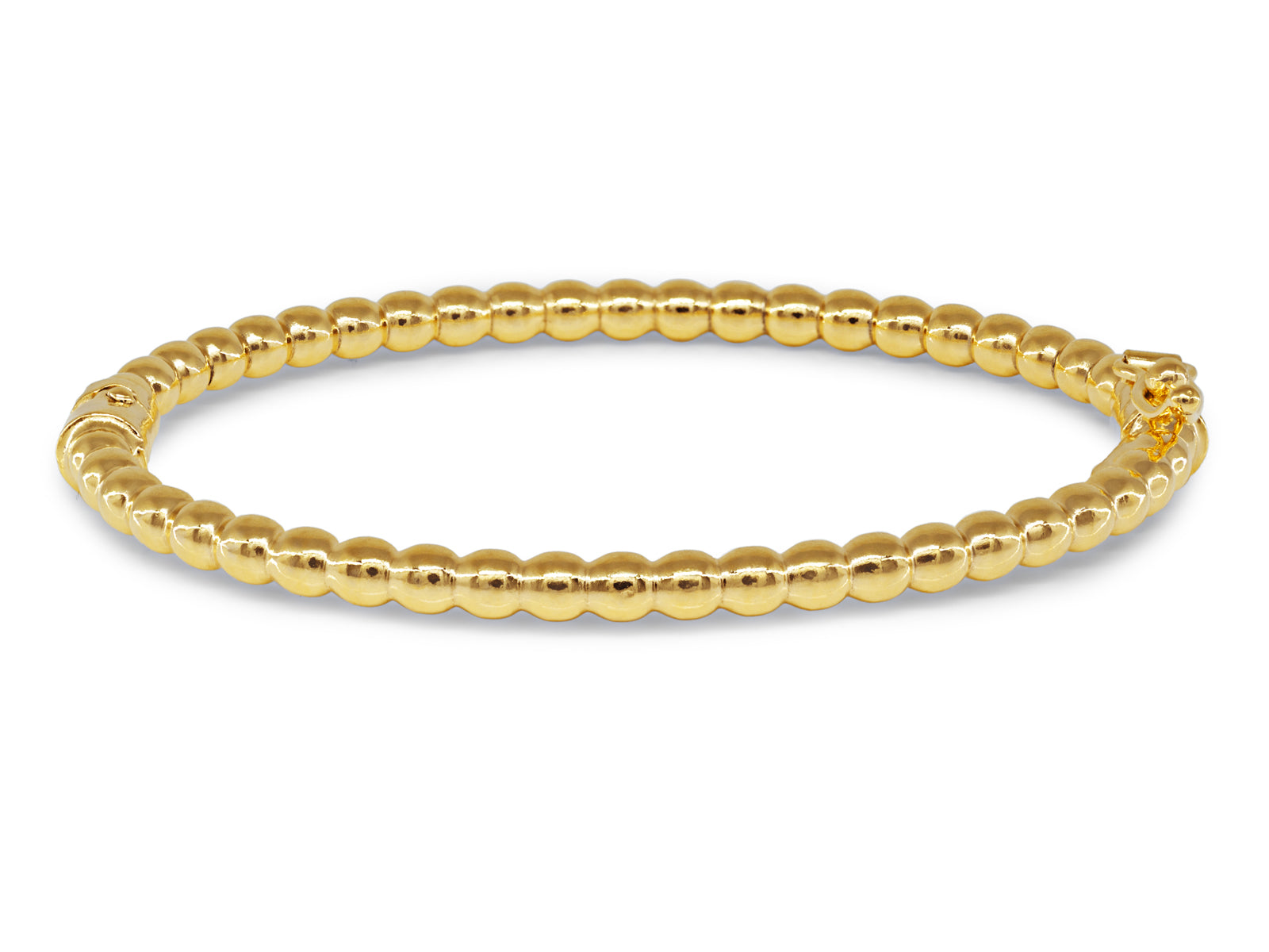 14k Gold Plated Silver Twisted Bead Bangle Bracelets