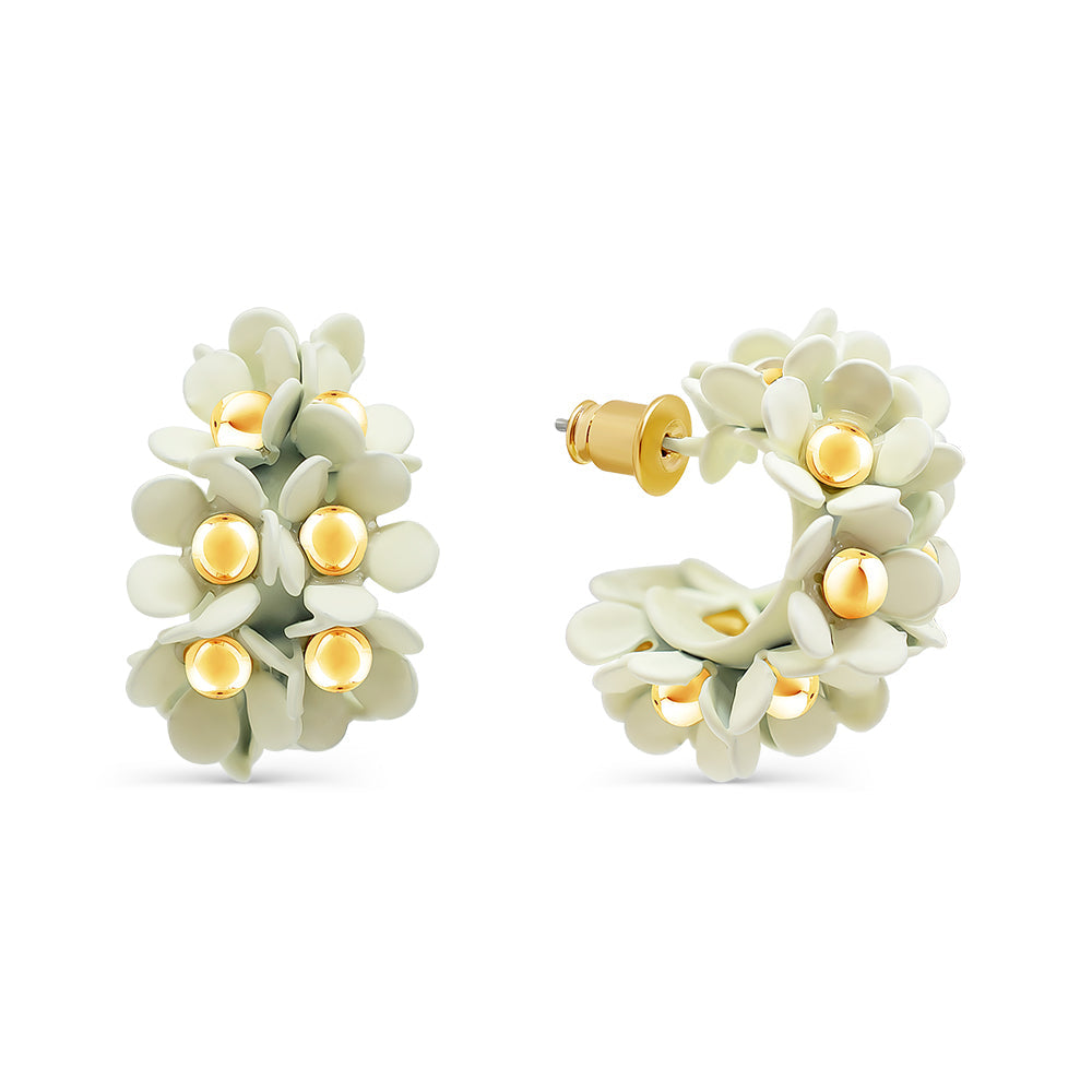 Luscious White Lilly Flower Vine Earrings Earrings