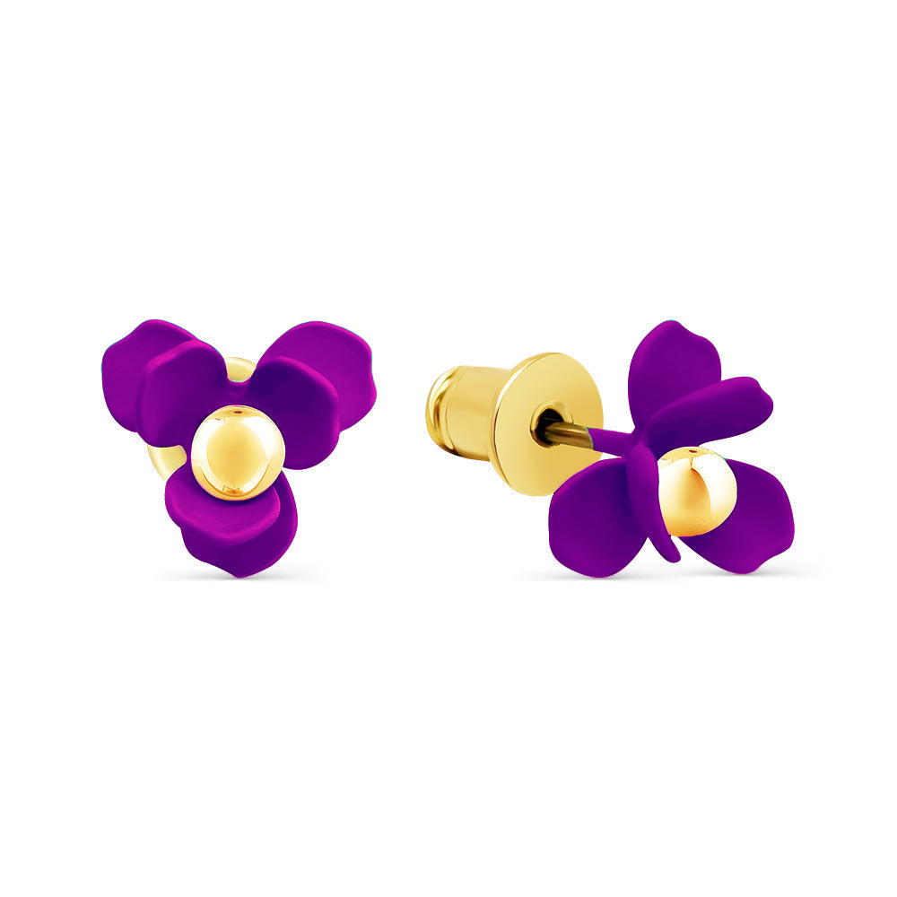 Mini Purple Flower Stud Earrings Earrings