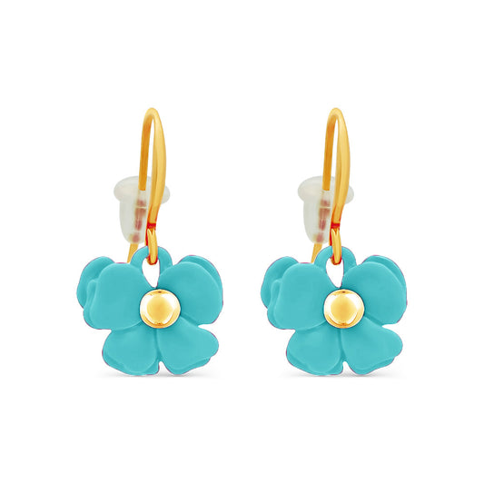 Pastel Teal Flower Hook Earrings Earrings